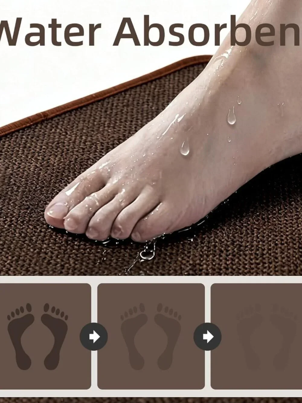Bathroom Rug, Absorbent Bath Mat, Quick Dry, Non-Slip, 17x24 Inch, Brown